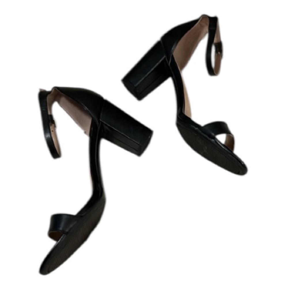 Audrey Brooke Black Leather Strappy Heel Nadine Shoes Sz 6.5